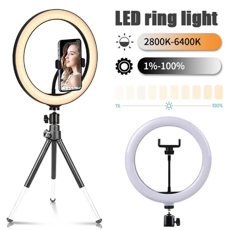 Photography Lighting Description - 10 Zoll Selfie-Ringlicht Fotografie-Beleuchtung LED-Ringlampe mit