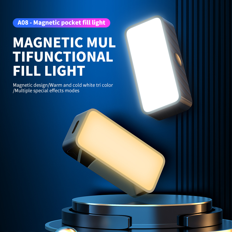 Photography Lighting Description - Magnetisches tragbares Mini-Selfie-Fülllicht, verstellbare Beleuchtung, wiederaufladbares