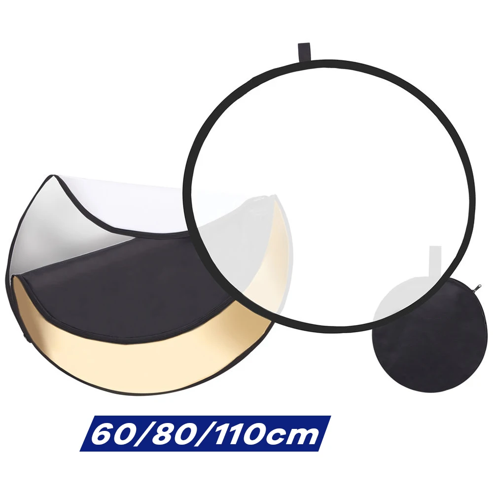 Photography Lighting Meter - 60/80/110 cm 5-in-1 zusammenklappbare kreisförmige Reflektorscheibe,